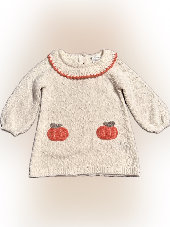 Max Studio Other - Max Studio Baby Cream Knit Cottagecore Fall Dress Orange Pumpkin Pockets 3-6m